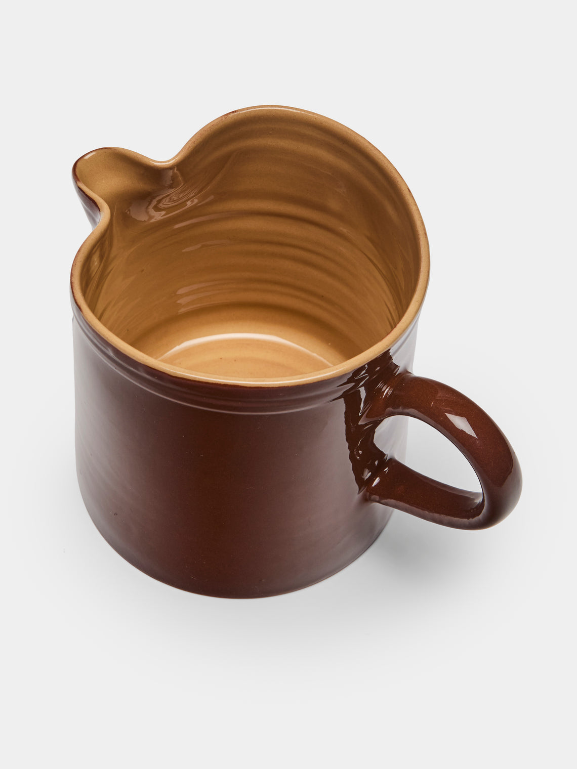 Poterie d’Évires - Flowers Hand-Painted Ceramic Straight-Edge Jug (34oz/1L) - Light brown - ABASK