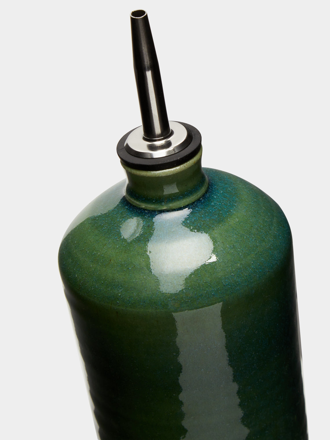 Stoneware Oil Pourer, Garlic Jar and Salt Sellar Set