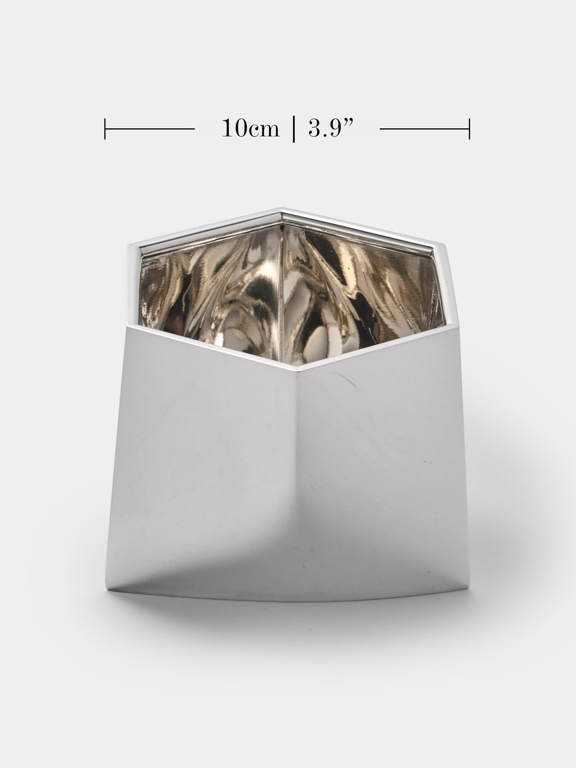 San Lorenzo - 1971 Afra and Tobia Scarpa Polygonal Sterling Silver Vase (4in/10cm) - Silver - ABASK