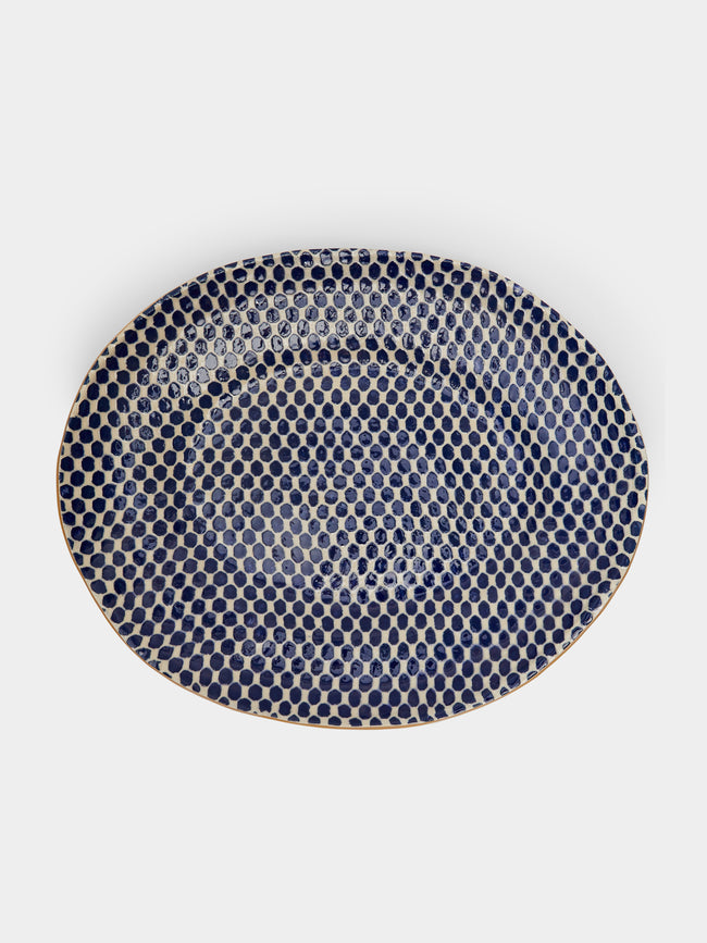 Terrafirma Ceramics - Hand-Printed Ceramic Banquet Platter - Blue - ABASK - 