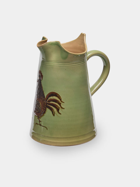 Poterie d’Évires - Chickens Hand-Painted Ceramic Large Milk Jug - Green - ABASK - 