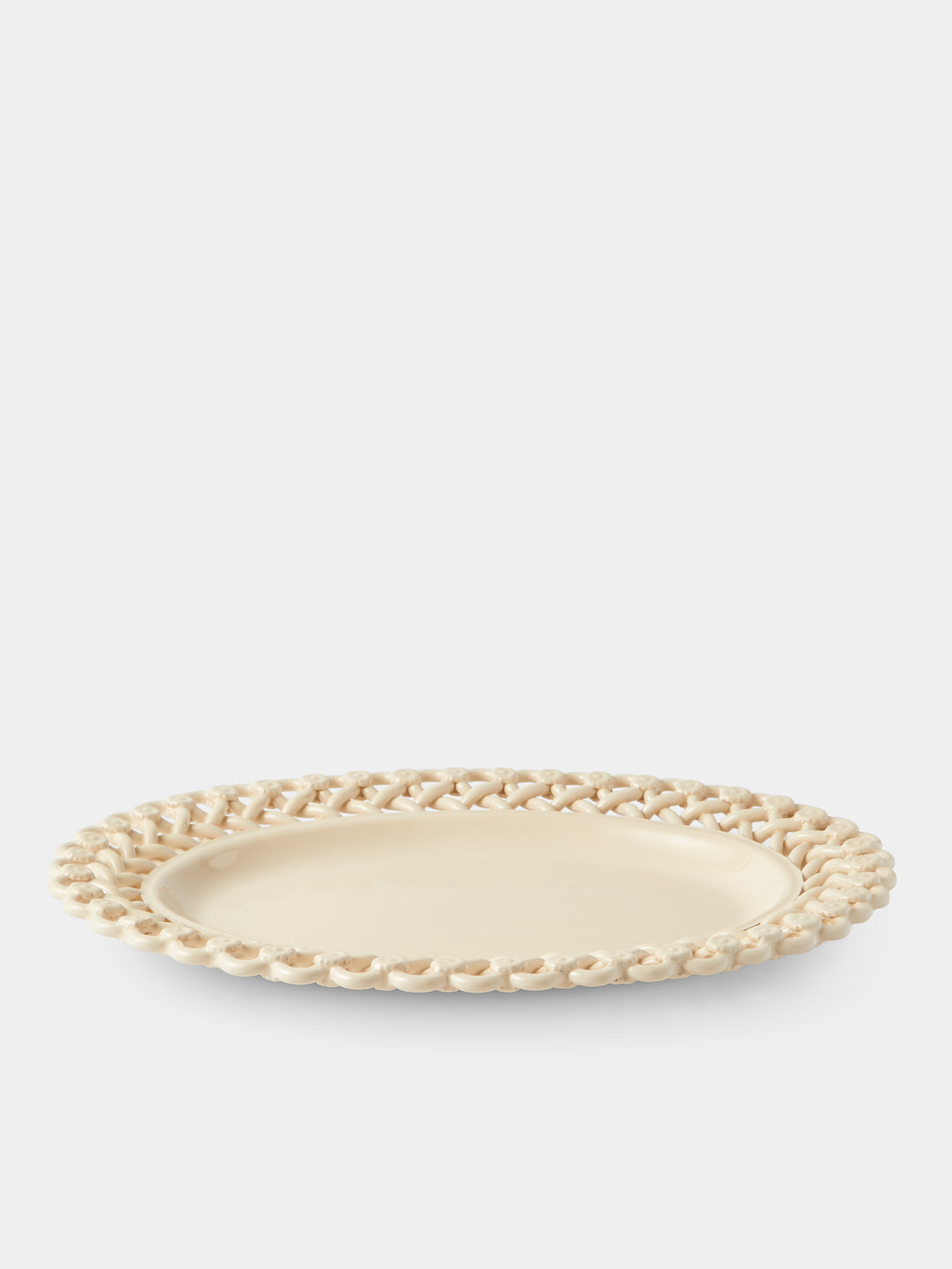 Maison Pichon Uzès - Meleia Hand-Glazed Ceramic Braided Platter - White - ABASK
