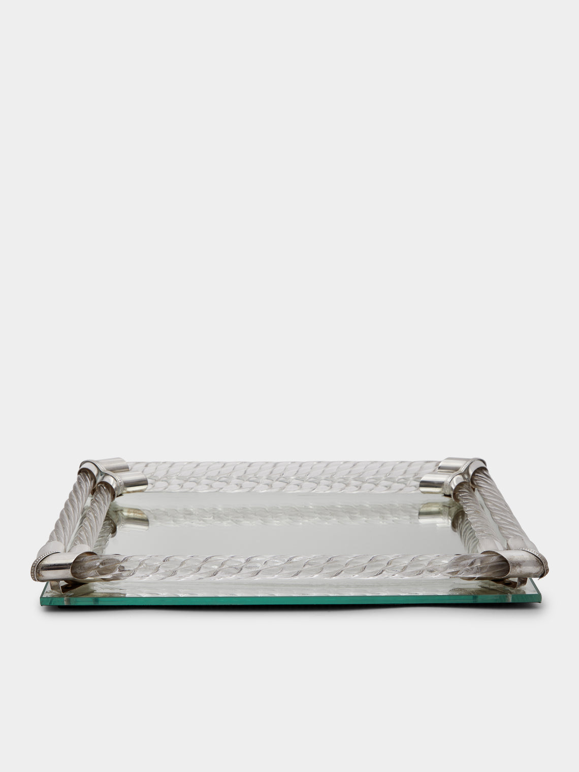 Antique and Vintage - 1950s Murano Torciglioni Art Deco Tray - Clear - ABASK - 