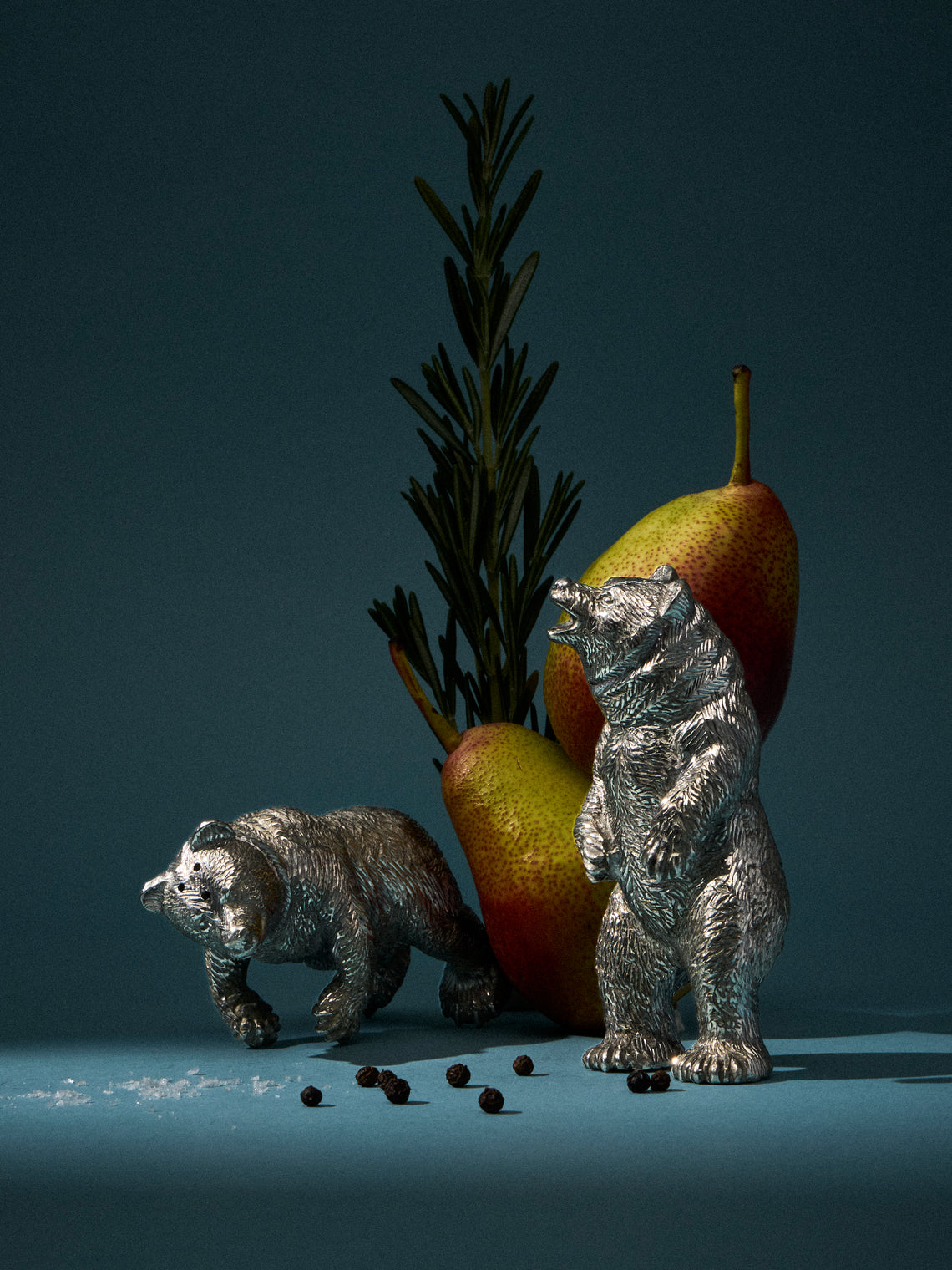 Au Bain Marie - | Set of 2 | Bear Pewter Salt and Pepper Shakers - Silver - ABASK
