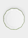Atelier Soleil - | Set of 4 | Combed Edge Hand-Painted Ceramic Dinner Plates (10in/26cm) - White - ABASK - 