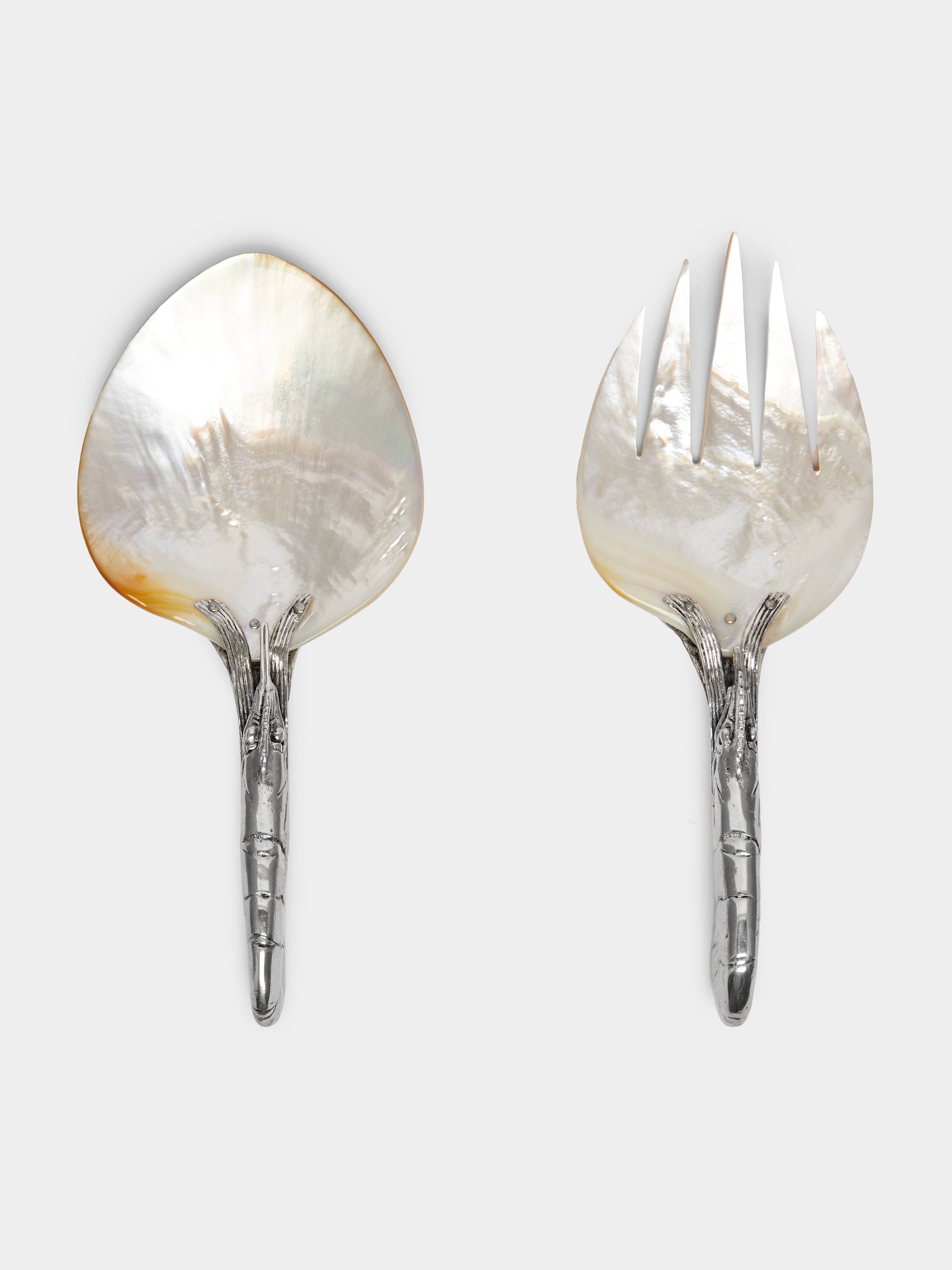 Langoustine Silver-Plated and Mother-of-Pearl Servers (Set of 2 Pieces)