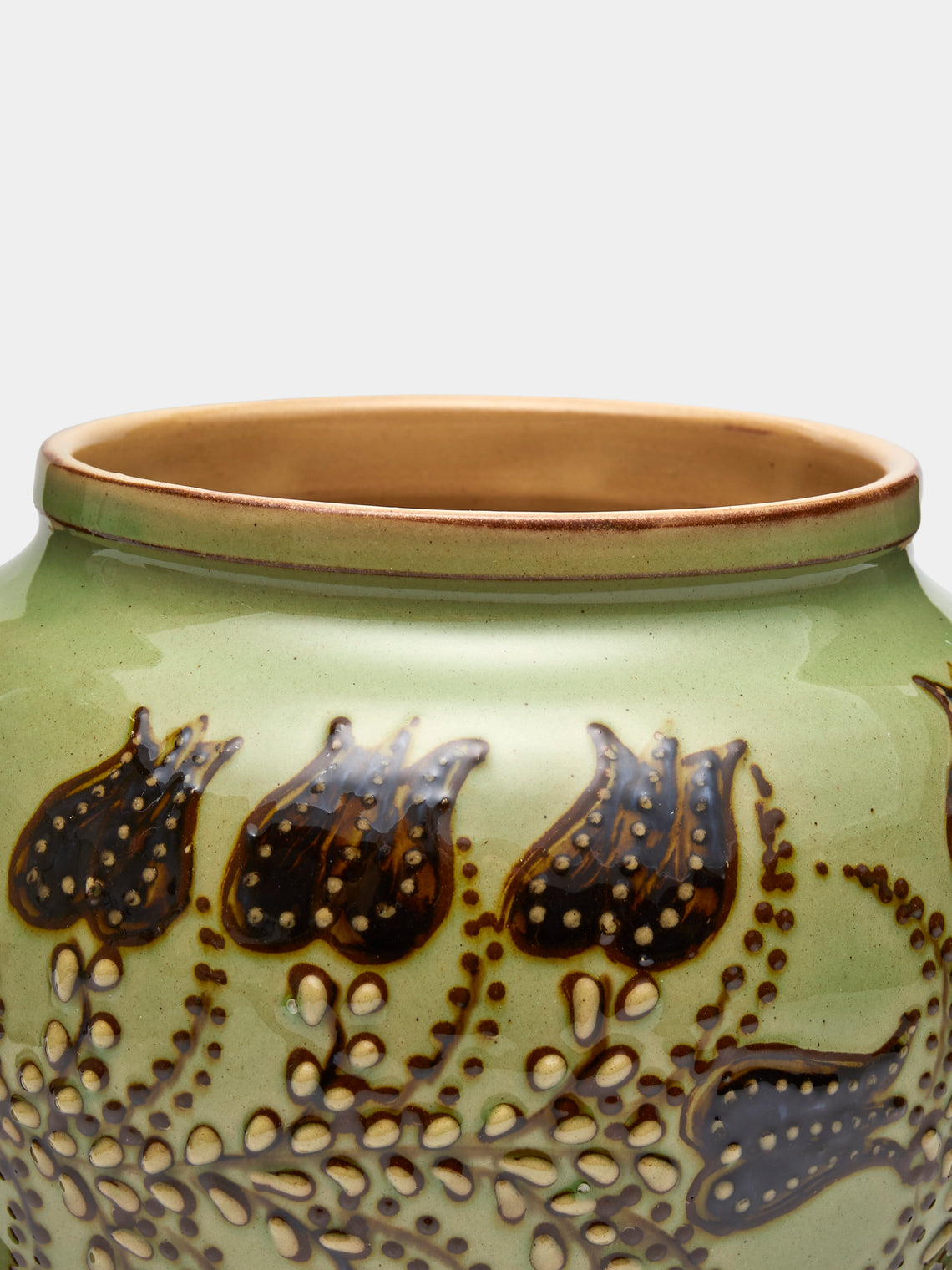 Poterie d’Évires - Flowers Hand-Painted Ceramic Vase (5in/13cm) - Green - ABASK