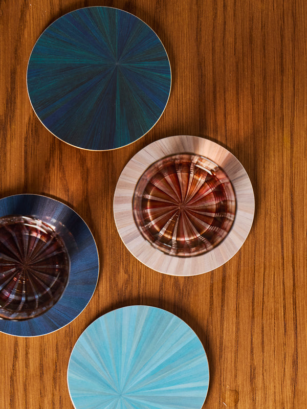 HestiaLiving - Soleil Wood Coasters (Set of 4) - Navy - ABASK