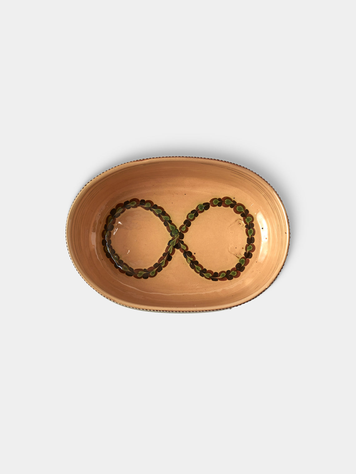 Poterie d’Évires - Flowers Hand-Painted Ceramic Oval Serving Dish - Green - ABASK
