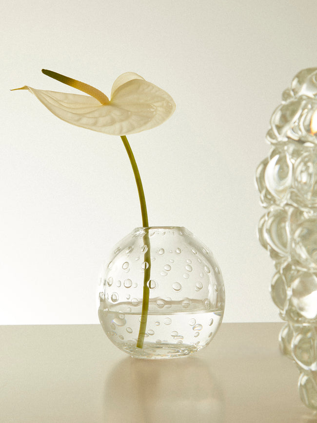 Yali Glass - Raindrop Hand-Blown Murano Glass Vase (4.5in/12cm) - Clear - ABASK