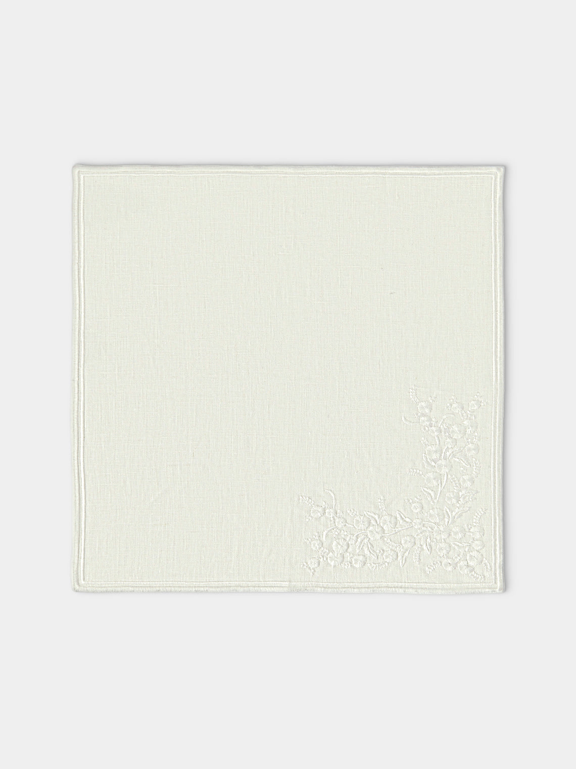Borgo delle Tovaglie - Venaria Embroidered Linen Napkins (Set of 4) - Ivory - ABASK