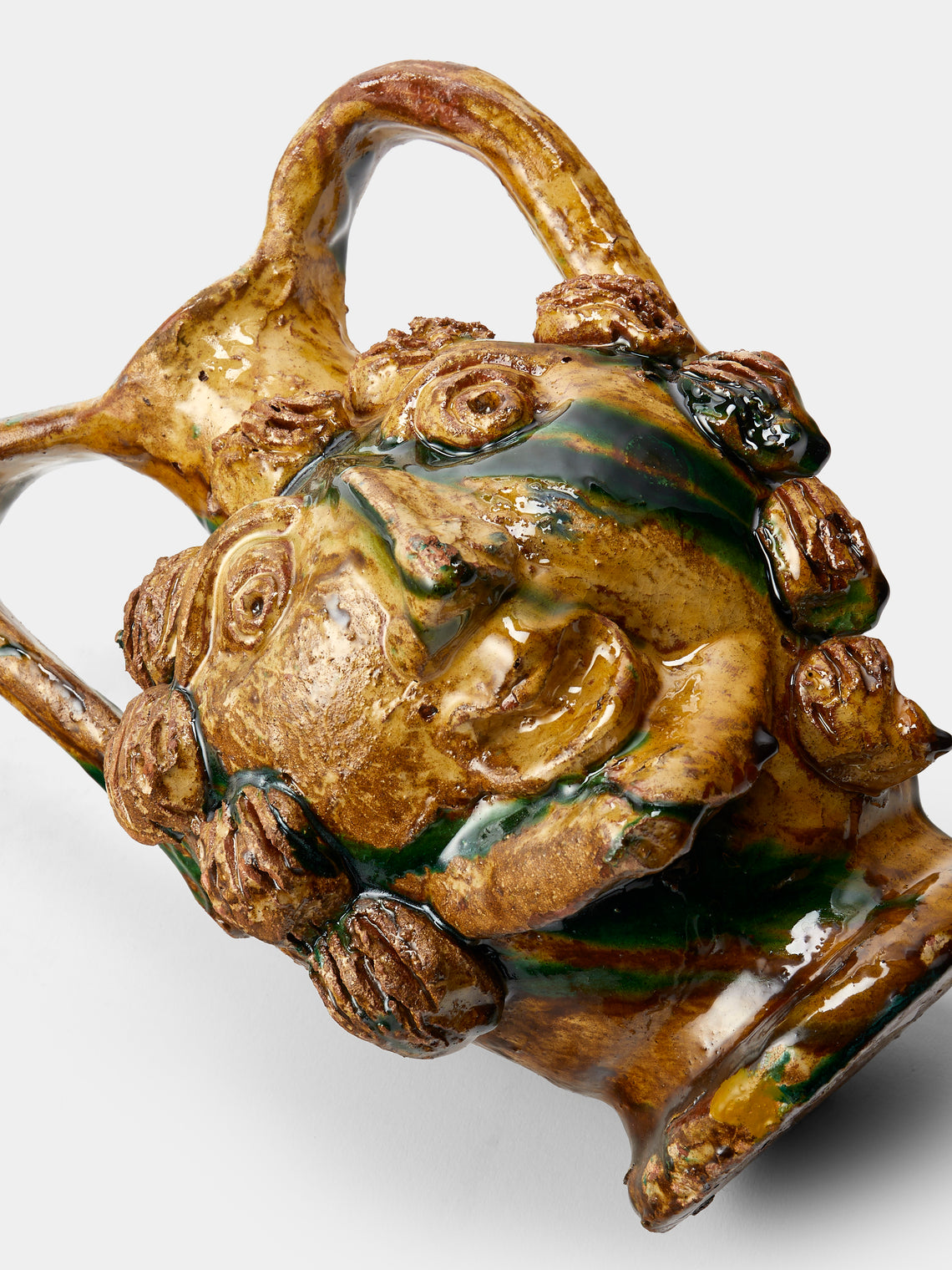 Antique and Vintage - 1990s Condurso Face Ceramic Vessel (10in/25cm) - Yellow - ABASK