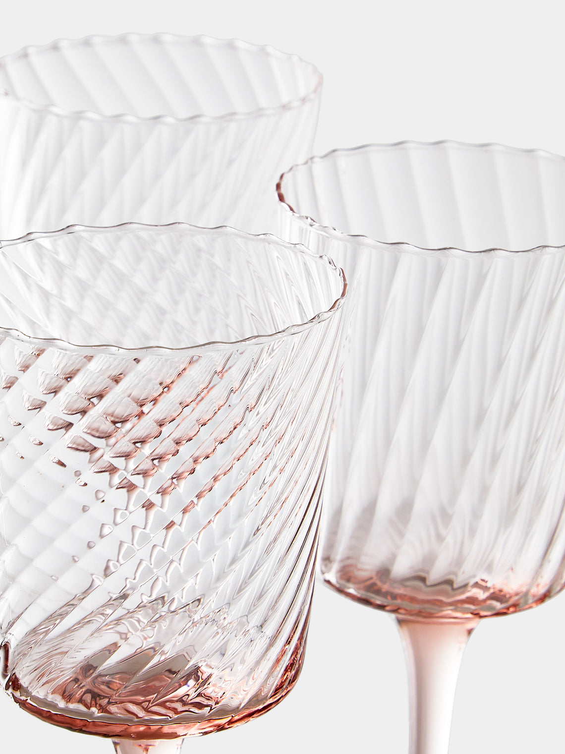 Mun Deluxe Brand Venezia - Torsé Hand-Blown Glass Wine Glasses (Set of 6) - Pink - ABASK