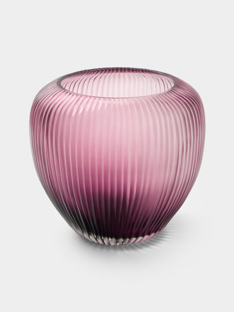 Micheluzzi Glass - Goccia Ametista Righe Hand-Blown Murano Glass Vase (8in/20cm) - Purple - ABASK - 