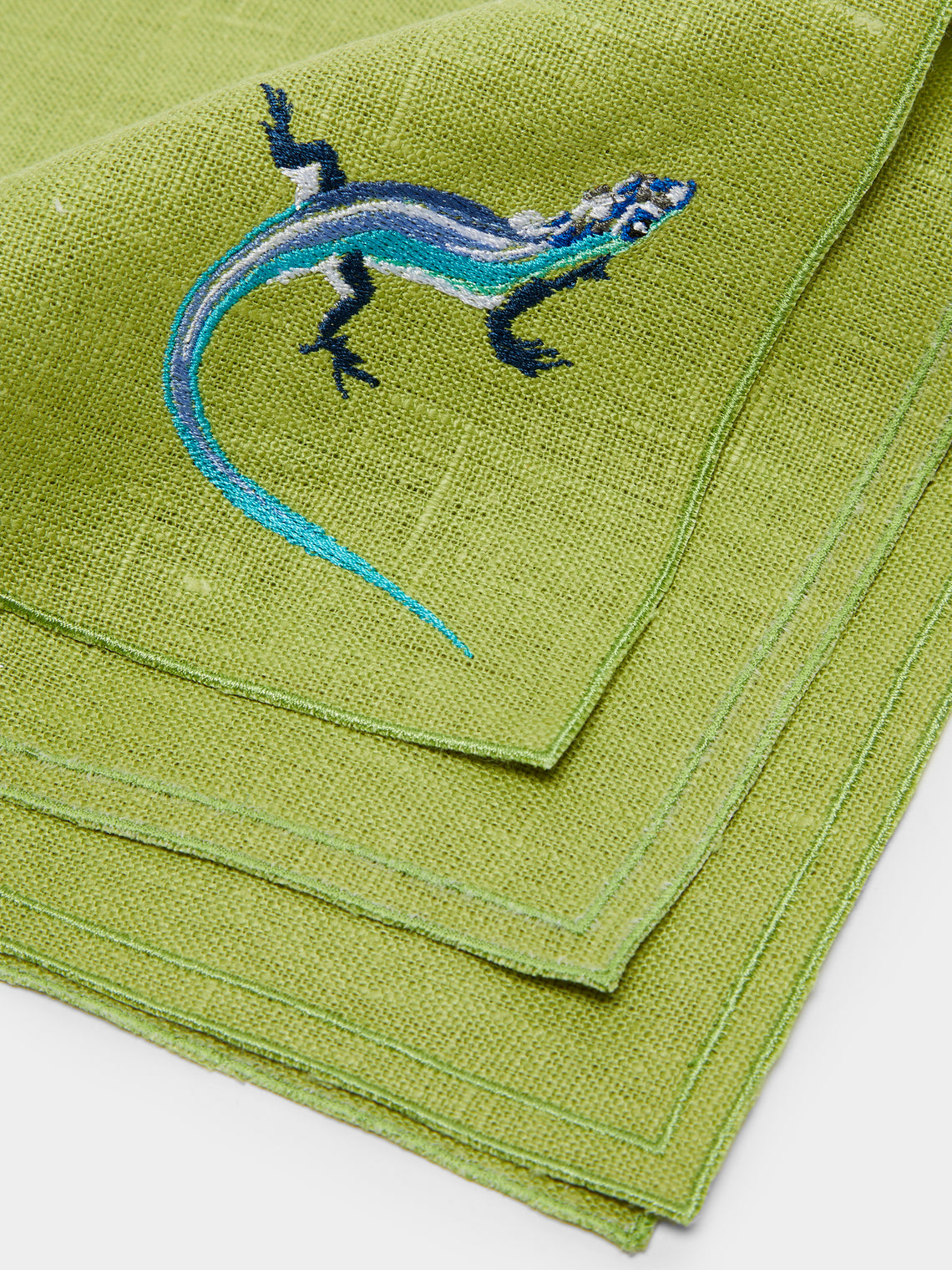 La Gallina Matta - Jungle Animals Embroidered Linen Napkins (Set of 6) -  - ABASK