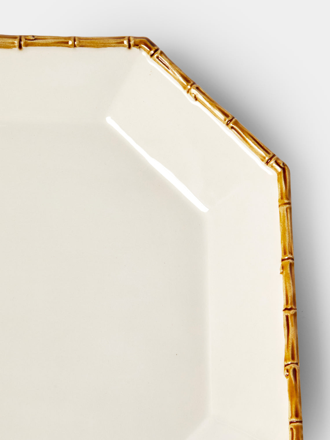 Verdolini - Bamboo Hand-Painted Ceramic Dinner Plate (11in/28cm) - White - ABASK