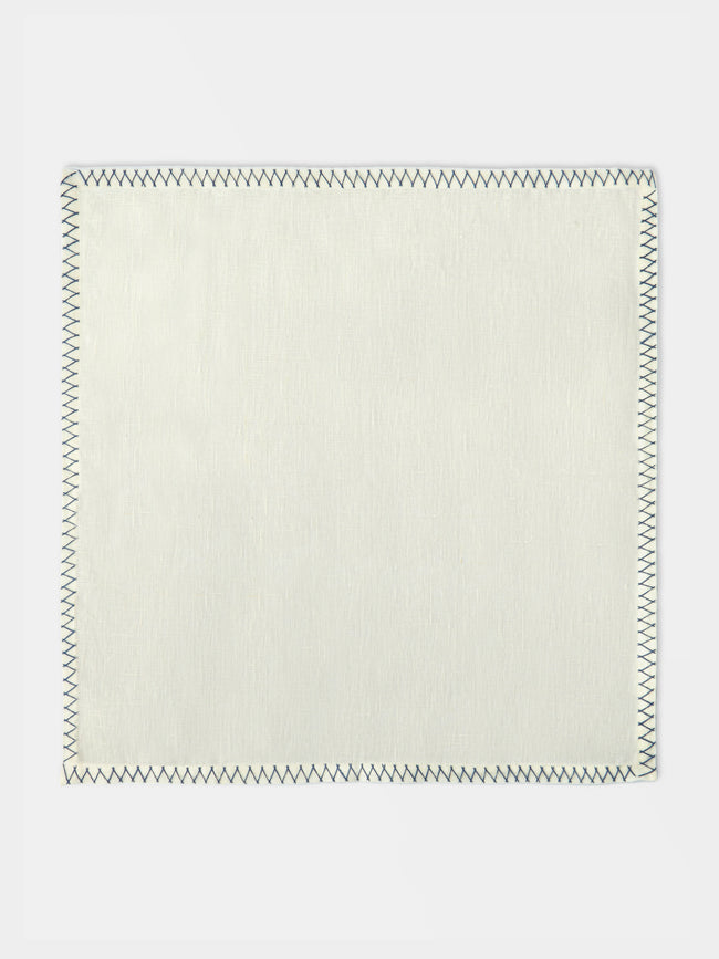 Anut Cairo - Zigzag Hand-Embroidered Linen Napkins (Set of 4) -  - ABASK