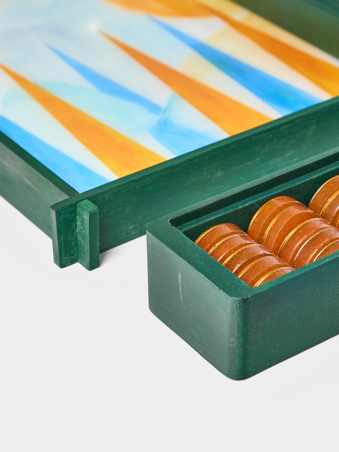 Valeria Molinari - Air Hand-Painted Watercolor Wood Backgammon Set - Blue - ABASK