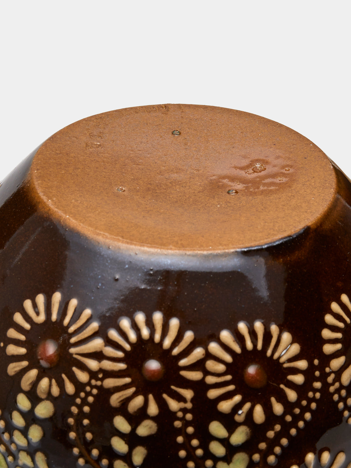 Poterie d’Évires - Flowers Hand-Painted Ceramic Vase (5in/13cm) - Dark brown - ABASK