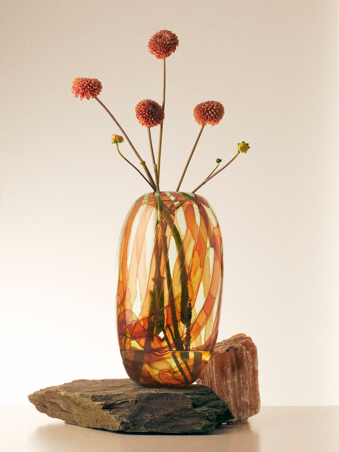 Moonarij - Oona Hand-Blown Glass Vase (15.5in/40cm) - Orange - ABASK