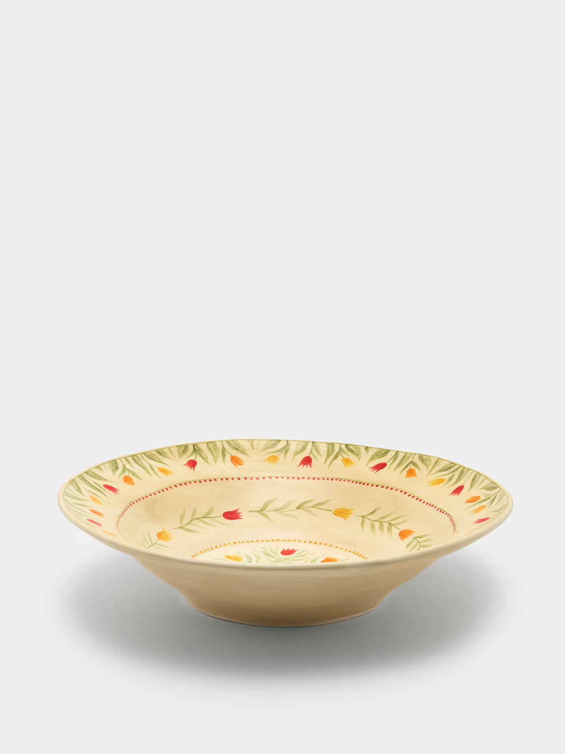 Rosanna Corfe - Tulips Hand-Painted Ceramic Fruit Bowl - Cream - ABASK - 