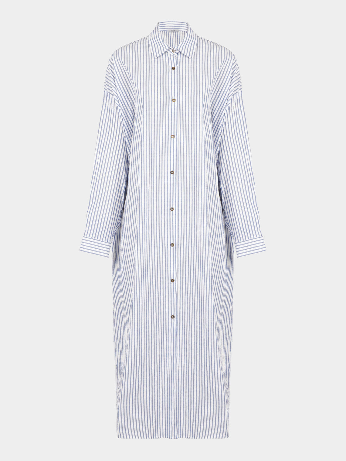 Dusan - Cotton Long Shirt Dress - Blue - ABASK - 