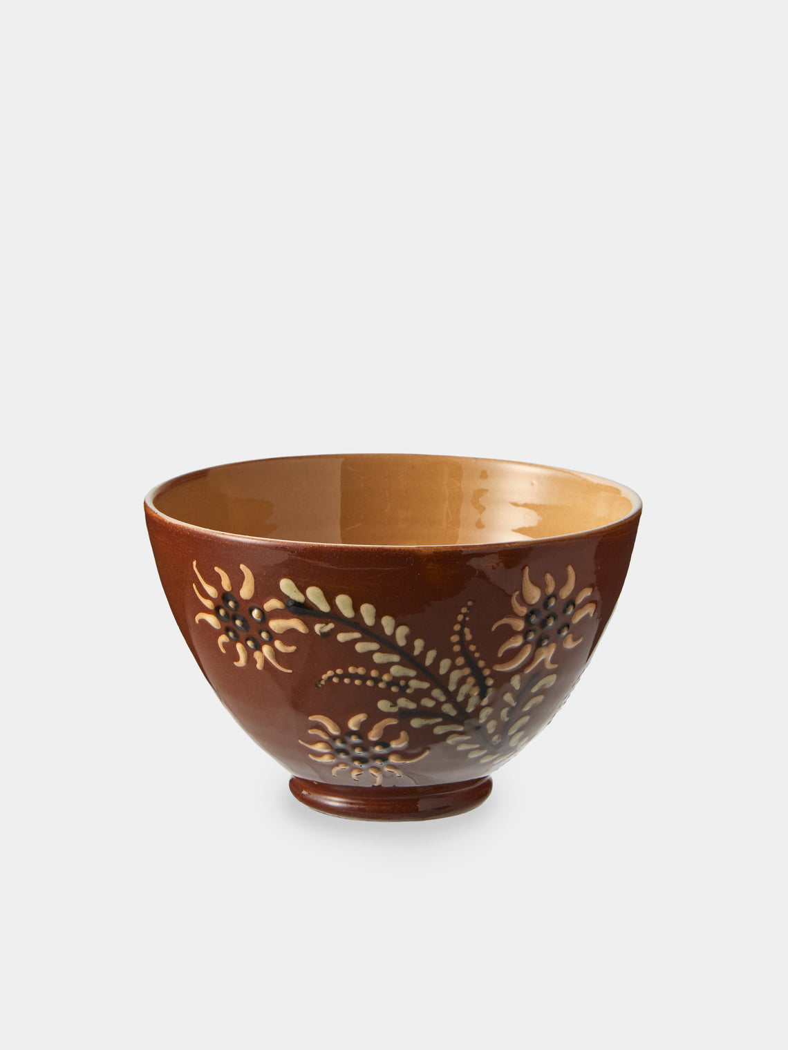 Poterie d’Évires - Flowers Hand-Painted Ceramic Small Bowls (Set of 4) - Brown - ABASK