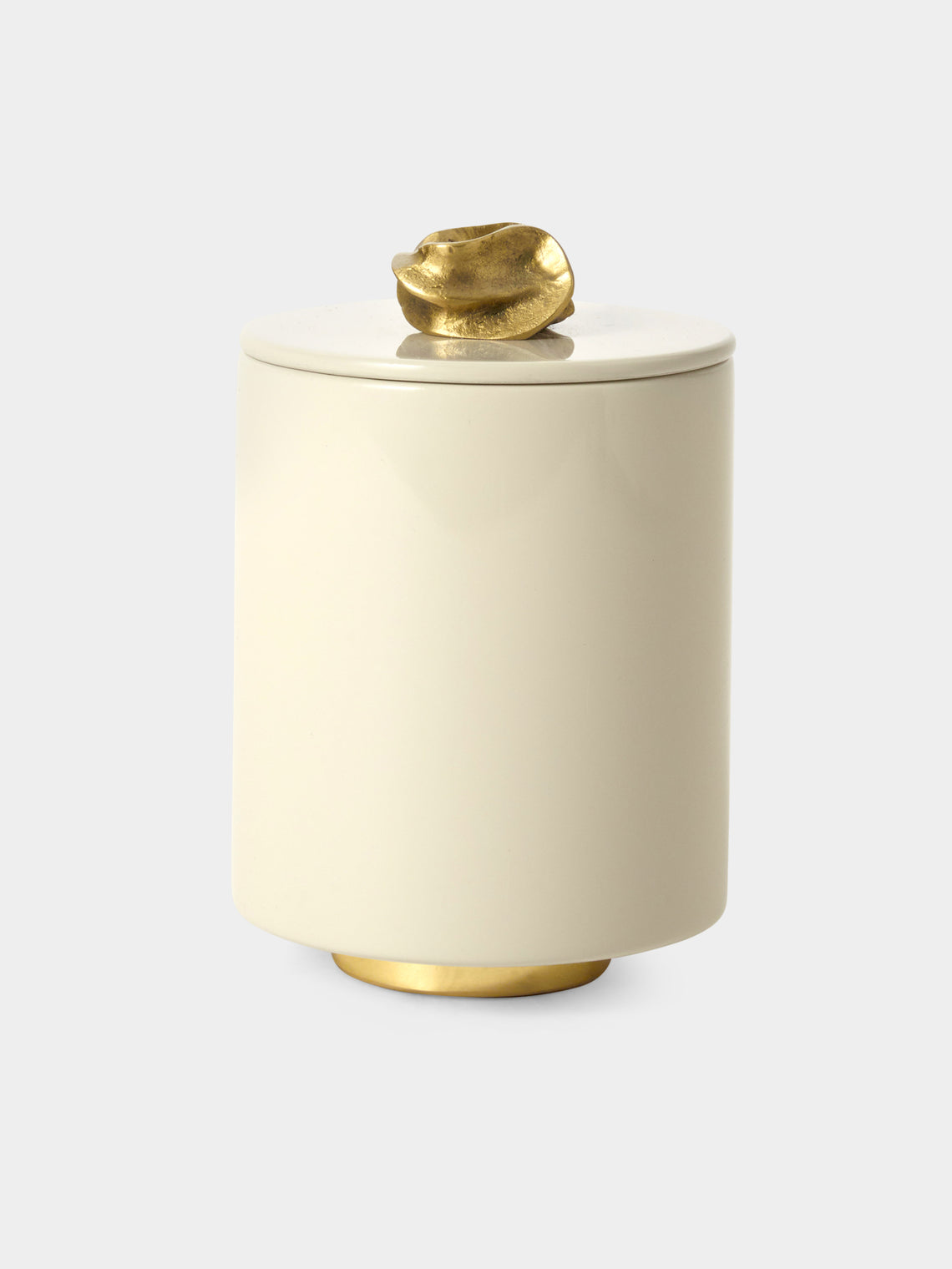 Viya - Saffron Lacquered Wood Round Container - Ivory - ABASK - 