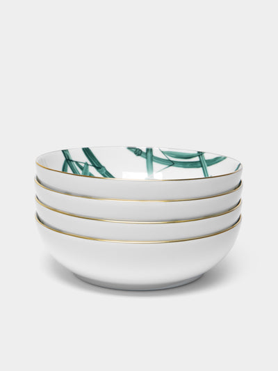 Marie Daage - Jardin d'Arashiyama Hand-Painted Porcelain Deep Bowl - White - ABASK - 