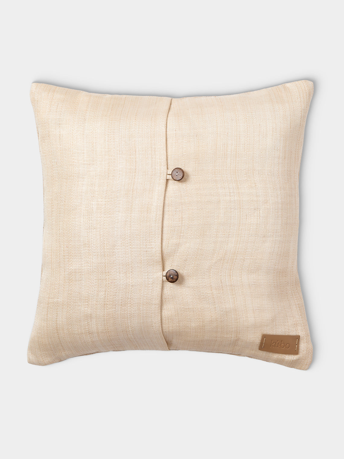 Kubo Curated - Ikat Beaded T'nalak Cloth Cushion (17.5in/45cm) - Beige - ABASK