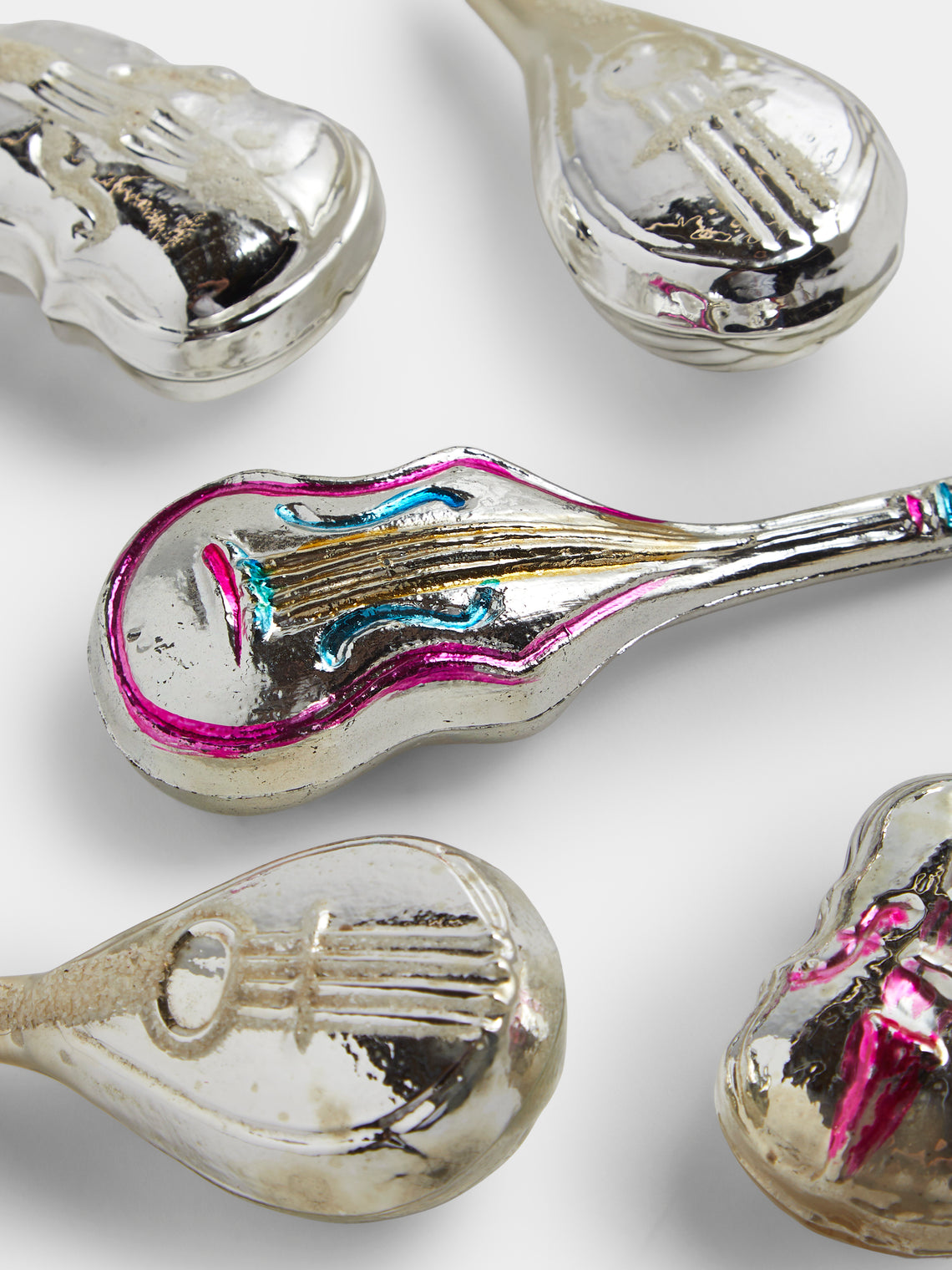 Antique and Vintage - Early-20th-Century Musical Instruments Glass Baubles (Set of 5) - Silver - ABASK