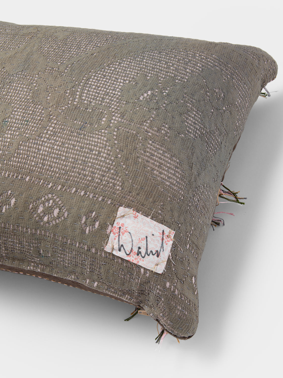 By Walid - 19th-Century French Napoleon III Needlepoint Wool and French Jacquard Cushion (25.5in/65cm) - Multiple - ABASK