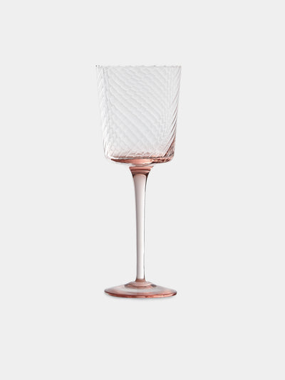 Mun Deluxe Brand Venezia - Torsé Hand-Blown Glass Wine Glasses (Set of 6) - Pink - ABASK- 