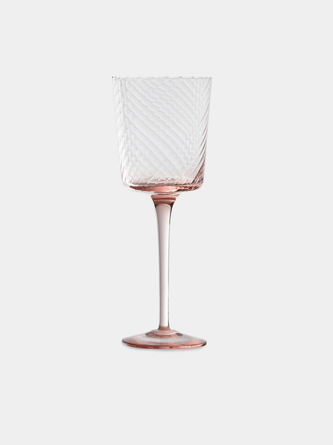 Mun Deluxe Brand Venezia - Torsé Hand-Blown Glass Wine Glasses (Set of 6) - Pink - ABASK- 