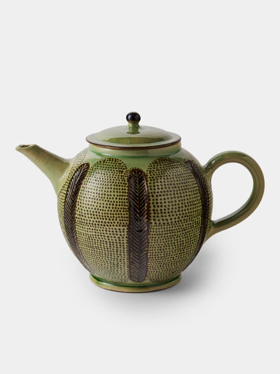 Poterie d’Évires - Stripes and Dots Hand-Painted Ceramic Large Teapot - Green - ABASK - 