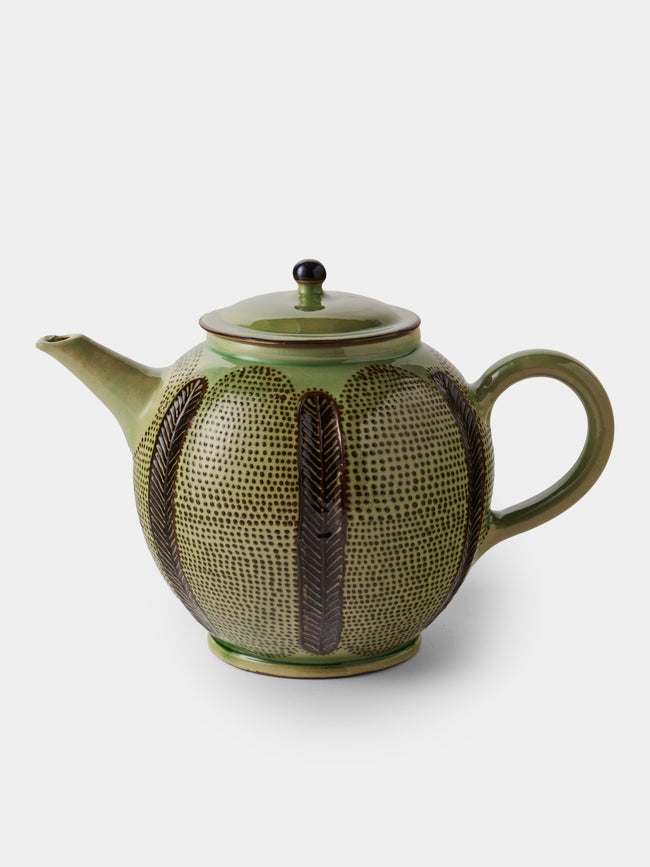Poterie d’Évires - Stripes and Dots Hand-Painted Ceramic Large Teapot - Green - ABASK - 