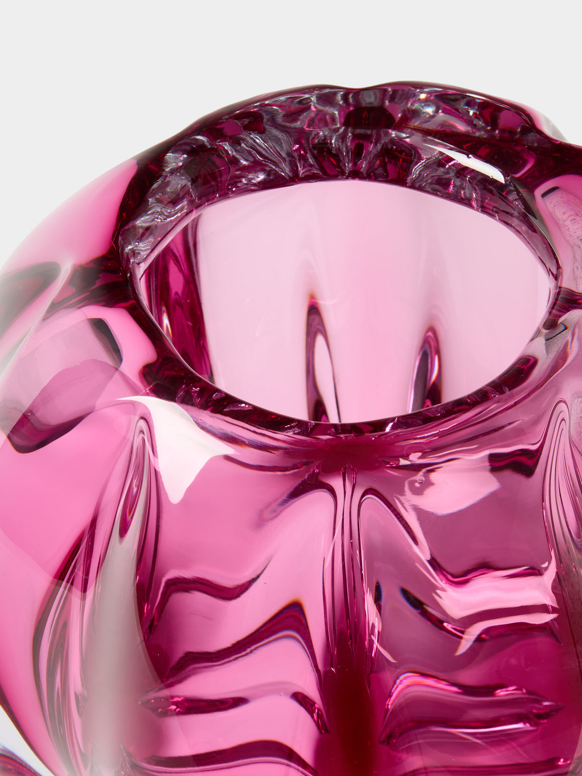 Yali Glass - Fiori Bolla Hand-Blown Murano Glass Vase (9.5in/24cm) - Pink - ABASK
