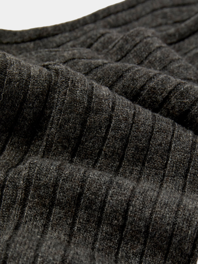 Maria La Rosa - Women's Ribbed Wool-Blend Socks | One Size - Gray - ABASK