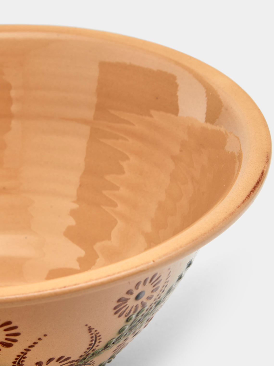 Poterie d’Évires - Flowers Hand-Painted Ceramic Large Serving Bowl - Cream - ABASK