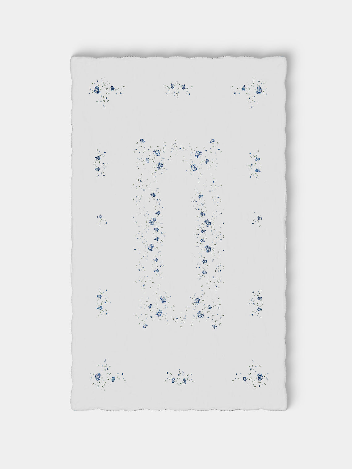 Taf Firenze - | Set of 12 | Hydrangea Hand-Embroidered Linen Tablecloth and Napkins - White - ABASK