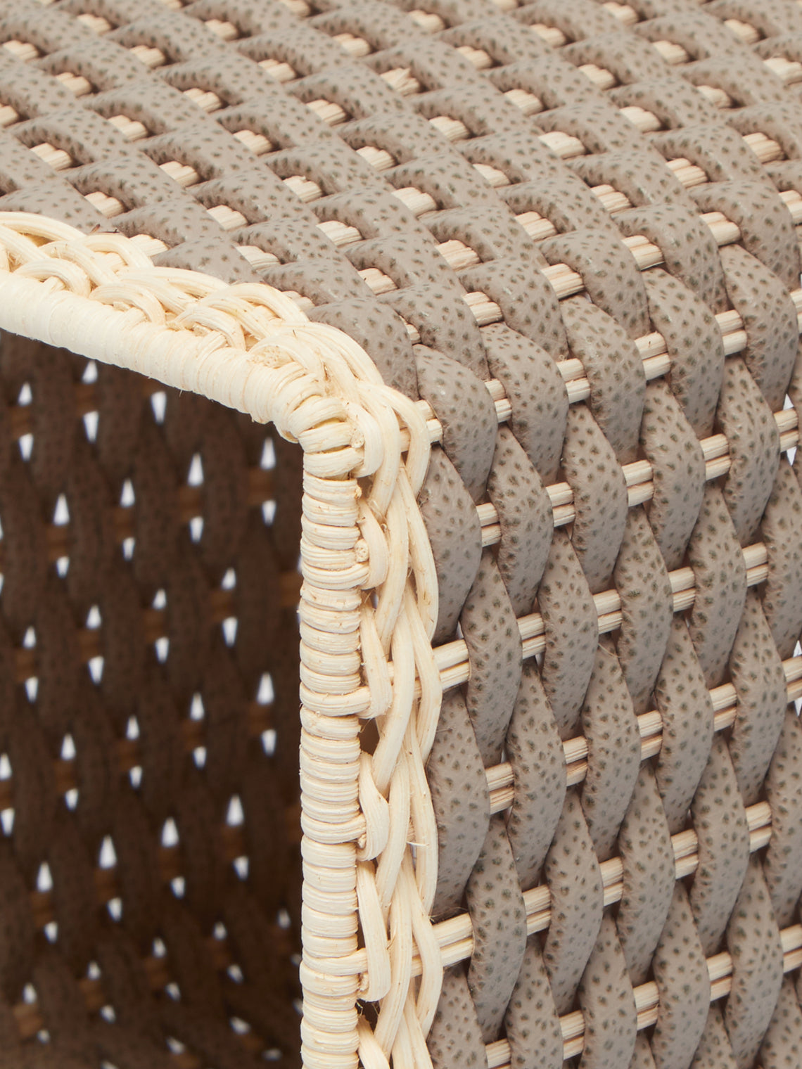 Giobagnara - Antibes Handwoven Leather and Rattan Tissue Box - Taupe - ABASK