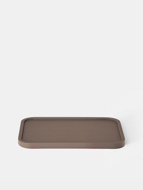Giobagnara - Arcobaleno Leather Tray (12.5in/31.5cm) - Gray - ABASK