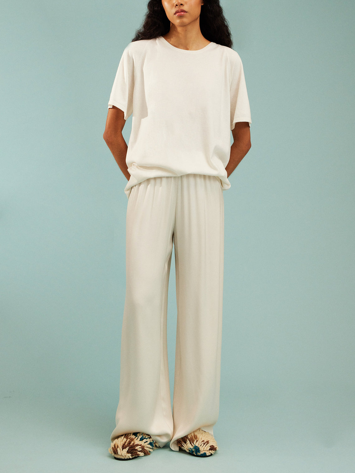 Frenckenberger - Women’s Cashmere and Cotton Raglan T-Shirt - White - ABASK