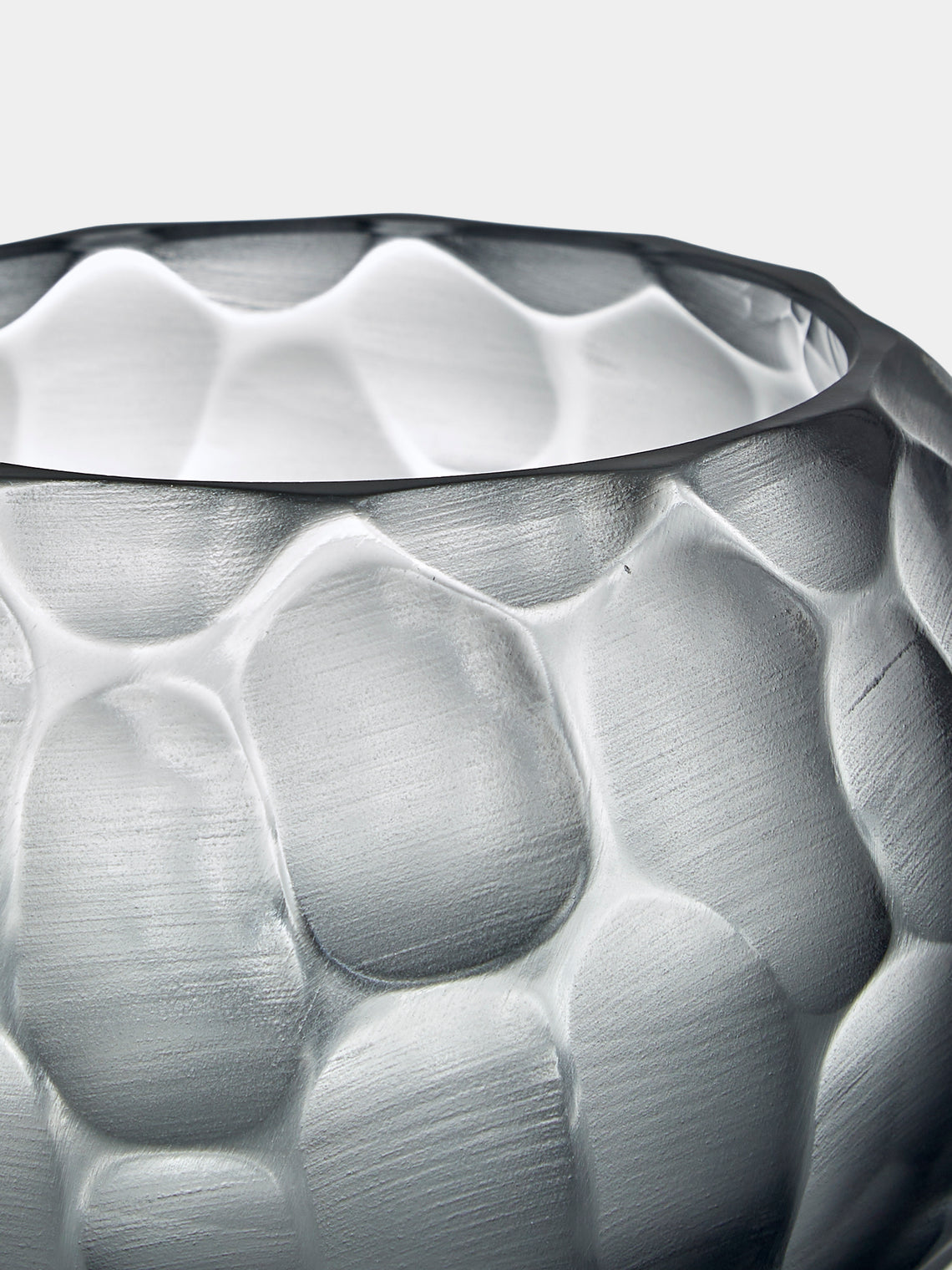 Micheluzzi Glass - Bocia Acciaio Bamboo Hand-Blown Murano Glass Vase (6in/15cm) - Clear - ABASK