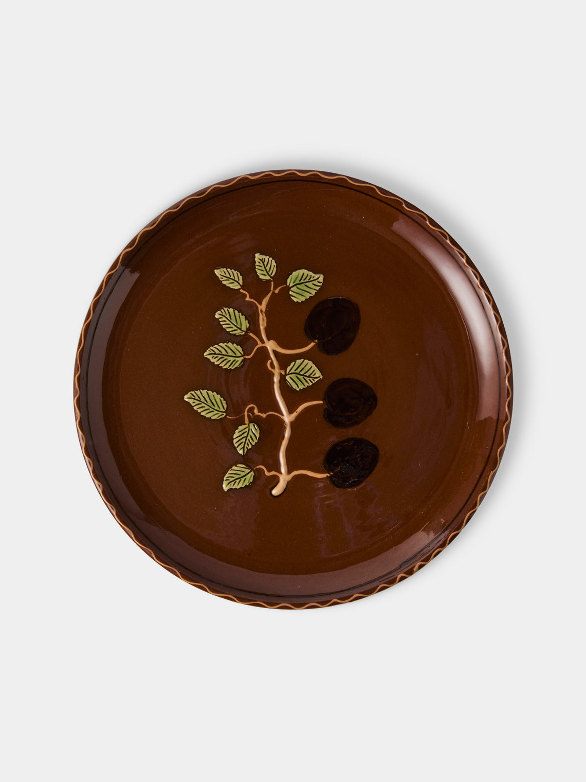 Poterie d’Évires - Fruits Hand-Painted Ceramic Dinner Plates – 9.5in/24cm (Set of 3) - Brown - ABASK