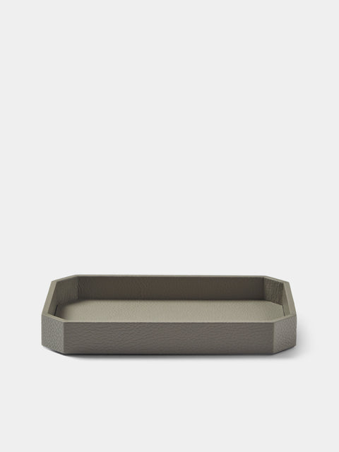 Cassigoli - Del Monte Leather Hexagonal Vide Poche (11in/28cm) - Gray - ABASK