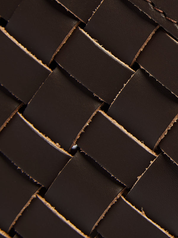 Riviere - Woven Leather Tissue Box - Dark Brown - ABASK