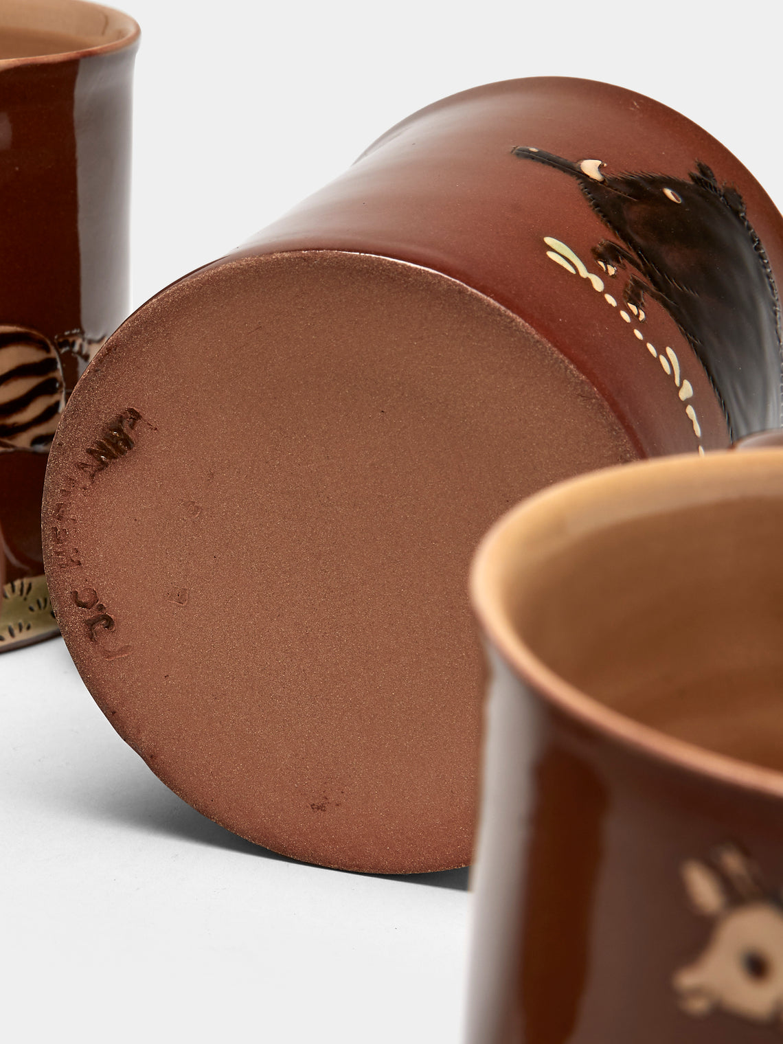 Poterie d’Évires - Safari Hand-Painted Ceramic Mugs (Set of 4) - Light brown - ABASK