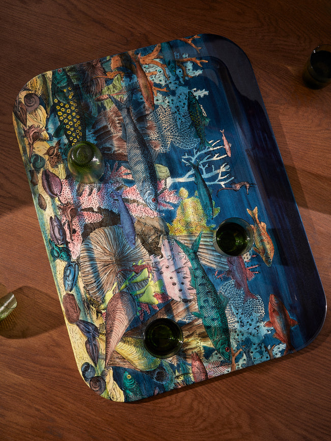 Fornasetti - Fondo Marino Wood Tray (31.5in/80cm) - Multiple - ABASK