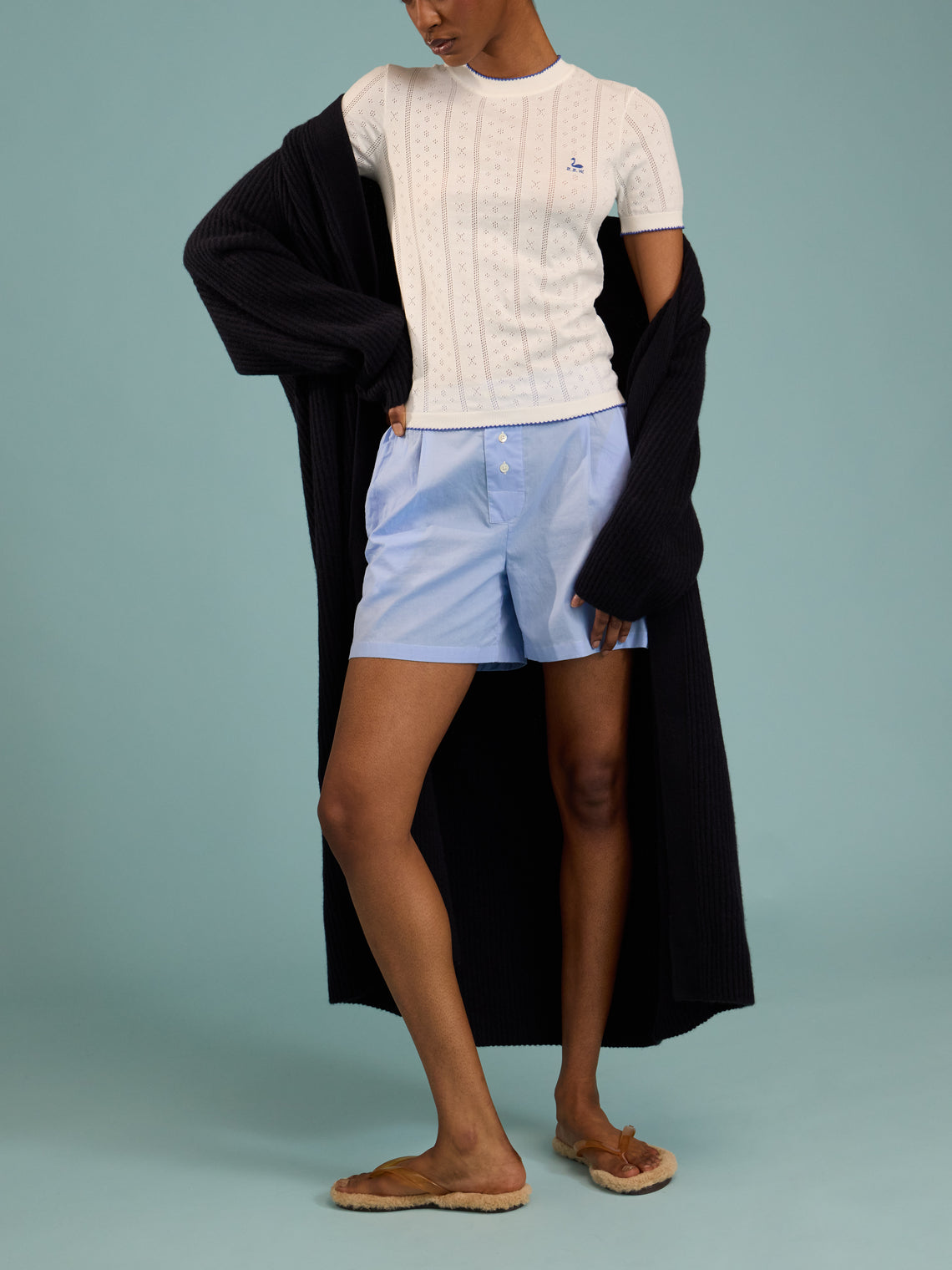 B.B. Wallace - Indiana Cotton Pointelle T-Shirt | Size: S - White - ABASK